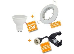 3700710810872 - Eclairage Design - Set von 10 weißen LED-Downlight komplett orientierbar mit Glühbirne GU10 230V 5W Température de Couleur Blanc chaud 2700K