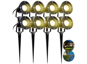 9784297949228 - 8X Gartenstrahler 4W led Gartenleuchte mit Erdspieß Rasen Licht Warmweiß Wasserdicht IP65 für Außenbereich Garten Teich Landschaft