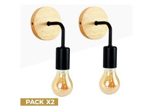 8435427131235 - Barcelona Led - Wandleuchten aus Holz mit Metallflexo Morgan - 2er-Pack