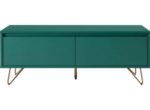 4251744808018 - Lowboard SALESFEVER Sideboards Gr B H T 120 cm x 45 cm x 40 cm 1 St grün (grün gold) Kommode Haarnadelbeine aus Metall mit Messinglegierung