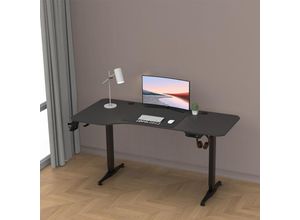 4059438681905 - Protec - Höhenverstellbarer Tisch Oxnard elektrisch 160x75cm Schwarz [ ] - Schwarz