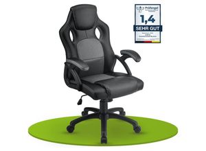 4260304769553 - - Racing Schreibtischstuhl Montreal - ergonomisch höhenverstellbar & gepolstert bis 120 kg - Bürostuhl Drehstuhl pc Gaming Stuhl - grau