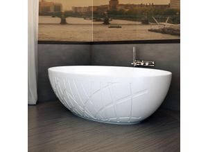 4255624437916 - - Freistehende Design Badewanne leo Mineralguss - 170 x 105 x 55 cm - Weiß matt