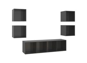 8720286590294 - Bonnevie - 5-tlg TV-Schrank-Set Hochglanz-Grau Holzwerkstoff vidaXL955043