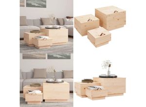 8721114363240 - Vidaxl - Aufbewahrungsboxen mit Deckeln 3 Stk Massivholz Kiefer - Aufbewahrungsbox - Aufbewahrungsboxen - Home & Living - Braun