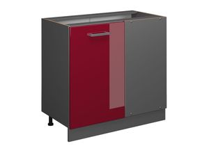 4066731386291 - Küchenunterschrank R-Line Bordeaux Hochglanz 86 cm ap Marmor Vicco