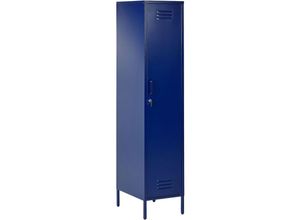 4255664806628 - Beliani - Metallschrank Blau Stahl 185cm Hoch Modern mit Abschließbarer Tür Kleiderstange 2 Türhaken 5 Fächern Wohnzimmer Schlafzimmer Flur Büro