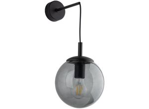 4255596701176 - Licht-erlebnisse - Wandlampe Metall Rauchglas 45 cm hoch Schwarz Graphit E27 Kugel Schirm Modern 4255596701176 - Licht-erlebnisse - Wandlampe Metall Rauchglas 45 cm hoch Schwarz Graphit E27 Kugel Schirm Modern
