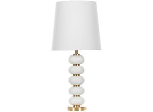 4251682278485 - Tischlampe Weiß mit Gold Stahl   Polyester   Baumwolle 80 cm Dekorativer Lampenfuß Langes Kabel mit Schalter Industrie Design Wohnzimmer Salon - Weiß