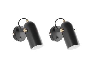 4251682289931 - Beliani - Wandlampe 2er Set 1-flammig Schwarz 156 cm aus Metall Glockenförmig Elegant Modern Retro Stil - Schwarz