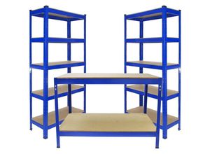 5055986158363 - 2 x T-Rax Metall Aufbewahrungswerkbank 75cm Blau - Monster Racking