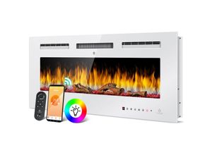 4260751948365 - KESSER® Elektrokamin Wandkamin Elektrischer Kamin mit Heizung 9 Farbmodi LED flammeneffekt 900 1800 W Kaminofen Wand und einbaukamin Wandmontage Heizung App-Funktion Fernbedienung Touchscreen