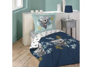 3574386437042 - Douceur Dintérieur - Koala-Kinderbettwäsche-Set – Marineblau – 140 x 200 cm – Baumwolle