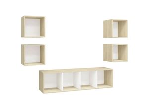 8720286590263 - Bonnevie - 5-tlg TV-Schrank-Set Weiß Sonoma-Eiche Holzwerkstoff vidaXL538985