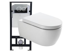 0716855388339 - - WC-Sparpaket 3 wc NT2039 und Soft-Close Sitz mit Vorwandelement G3004A und Betätigungsplatte vorne Modell schwarz Glas