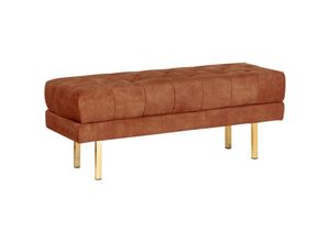 4255664879431 - Bettbank Dunkelrot aus Samtstoff Gesteppt Knopfheftung 117 cm mit Goldenen Beinen Elegant Sitzbank für Schlafzimmer Flur Garderobe Wohnzimmer