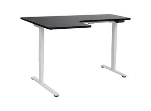 4255664881618 - Beliani - Schreibtisch Links Schwarz u Weiß Melamin L-Form 160x59 cm mit Metallgestell Elektrisch Höhenverstellbar Büro Steh-Sitz-Tisch Stehtisch