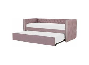 4251682248358 - Tagesbett Rosa Samtstoff 90x200 cm mit Lattenrost Nieten Modern Glamour - Rosa