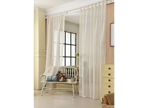 4250367166260 - Gardinen transparent mit Schlaufen Leinen Optik Schlaufenschal Leinenvorhang im Landhausstil Stores Voile Fensterschal für Wohnzimmer Kinderzimmer