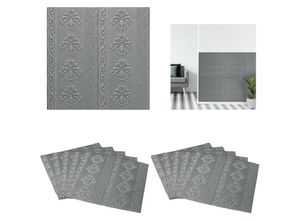 4052025884628 - Relaxdays - Wandpaneele 10er Set selbstklebend zuschneidbar 3D Paneele Wandverkleidung Barock Design 70x70cm silber