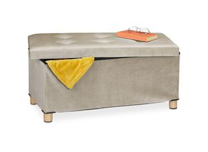 4052025887360 - Sitzbank mit Stauraum Polster Samtbezug Holzfüße bis 120 kg faltbar Sitztruhe hbt 34x76x38 cm creme - Relaxdays