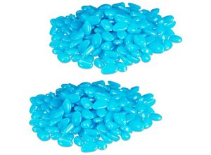 4052025373115 - Relaxdays - 400 x Leuchtsteine fluoreszierend Deko leuchtende Kieselsteine für Garten Aquarium Vasen Leuchtkiesel blau