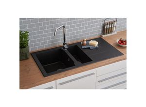 4260407691676 - respekta SpÃ¼le GranitverbundspÃ¼le KÃ¼chenspÃ¼le ALINEO 100 x 50 cm schwarz - B-Ware sehr gut