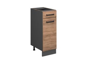 4066731045648 - Schubunterschrank Küchenschrank Küchenzeile R-Line 30 cm Anthrazit Eiche Tür Schublade