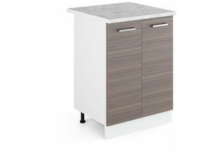 4251421930414 - Unterschrank R-Line 60 cm Weiß Edelgrau modern Arbeitsplatte Vicco