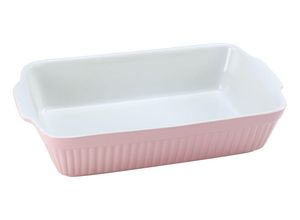 4045486330551 - Auflaufform CREATABLE Pastell Kitchen Auflaufformen Gr B L T 20 cm x 34 cm x 55 cm rosa (rosa weiß) Auflaufformen klassisches Streifenrelief umlaufender Kantenschutz Pastellfarben