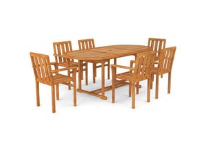 8720286227480 - vidaXL 7-tlg Garten-Essgruppe Massivholz Teak