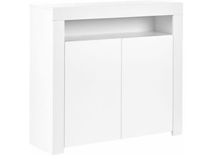 4251682289696 - Sideboard Weiß mdf u Faserplatte Halbhoch Schmal mit LED-Beleuchtung Schränken Fach Modern Konsolentisch Schlafzimmer Wohnzimmer Aufbewahrung