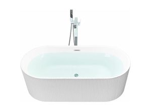 4255664839497 - Beliani - Freistehende Badewanne Weiß 1690 x 800 cm Geriffelte Oberfläche Oval für Badezimmer