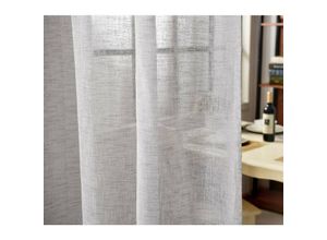 4250367200766 - 2er-Set Gardine Schlaufenschal transparent Leinenoptik hellgrau 140x245 cm - hellgrau - Woltu 4250367200766 - 2er-Set Gardine Schlaufenschal transparent Leinenoptik hellgrau 140x245 cm - hellgrau - Woltu
