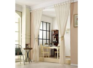 4250367200742 - Woltu - 2er-Set Gardine Schlaufenschal transparent Leinenoptik creme 140x245 cm - creme 4250367200742 - Woltu - 2er-Set Gardine Schlaufenschal transparent Leinenoptik creme 140x245 cm - creme