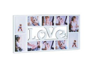 4052025959654 - Bilderrahmen Collage love Fotorahmen 10 Bilder Wandgalerie für Fotocollagen hbt 365 x 72 x 2 cm weiß - Relaxdays