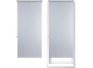 4052025303693 - Relaxdays - 2 x Thermo Verdunklungsrollo Hitzeschutz Fenster Seitenzugrollo Klemmfix ohne bohren 70x160 Stoff 66 cm weiß