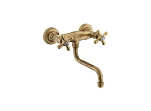 8020913020867 - - Wandspüle mit schwenkbarem Auslauf aus Bronze Serie Iris IRV161BR Messing - Bronzato