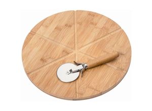 4000270584626 - Pizzaschneidebrett KESPER FOR KITCHEN & HOME Schneidebretter Gr Ø 32 cm beige (natur) Schneidebretter mit Pizzaschneider