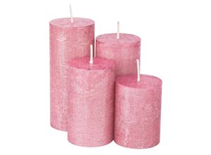 4058896115564 - Rustikale Kerzen rosé-metallic abgestuft 4 Stück