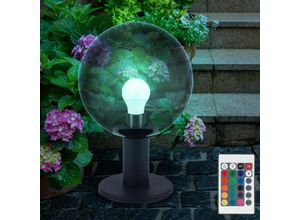 9007371477531 - Wegeleuchte dimmbar mit Fernbedienung LED Außenlampe anthrazit Sockelleuchte Gartenlampe rauchfarben RGB Farbwechsel Glaskugel Rauchoptik 85W