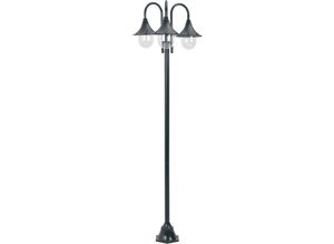 8718475610571 - Bonnevie - Garten-Pollerleuchte E27 220 cm Aluminium 3-Laterne Dunkelgrün vidaXL847605