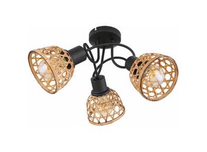 4059157315334 - Etcshop - Deckenlampe Bambusgeflecht Deckenleuchte Spotleuchte Wohnzimmer Metall Fernbedienung dimmbar 3x rgb led 9W 806Lm d x h 46 x 25