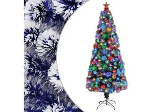 8720286361894 - Künstlicher Weihnachtsbaum，Kunstbaum mit LED Weiß & Blau 180 cm Glasfaser vidaXL