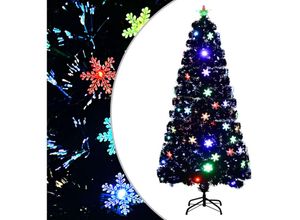 8720286361948 - Vidaxl - Weihnachtsbaum mit LED-Schneeflocken Schwarz 150 cm Fiberoptik Schwarz