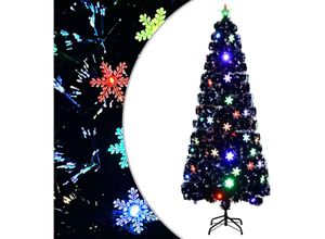 8720286361979 - Weihnachtsbaum mit LED-Schneeflocken，Kunstbaum Schwarz 240 cm Fiberoptik vidaXL