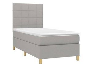 8720845509774 - Bonnevie - BoxspringbettSchlafzimmerbett mit Matratze Hellgrau 100x200 cm Stoff vidaXL