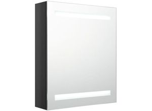 8720286332443 - Bonnevie - LED-Bad-SpiegelschrankBad Hängeschrank Glänzendes Schwarz 50x14x60 cm vidaXL