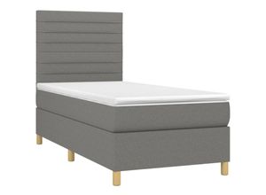 8720287390107 - Boxspringbett,Schlafzimmerbett mit Matratze & LED Dunkelgrau 90x200 cm Stoff vidaXL59466 8720287390107 - Boxspringbett,Schlafzimmerbett mit Matratze & LED Dunkelgrau 90x200 cm Stoff vidaXL59466
