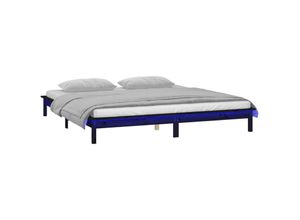 8720287135333 - MassivholzbettSchlafzimmerbettDoppelbett mit LEDs Schwarz 120x190 cm vidaXL